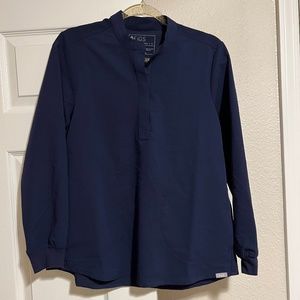 FIGS Women’s Navy REMIX Rafaela Longsleeve Scrub Top - Small